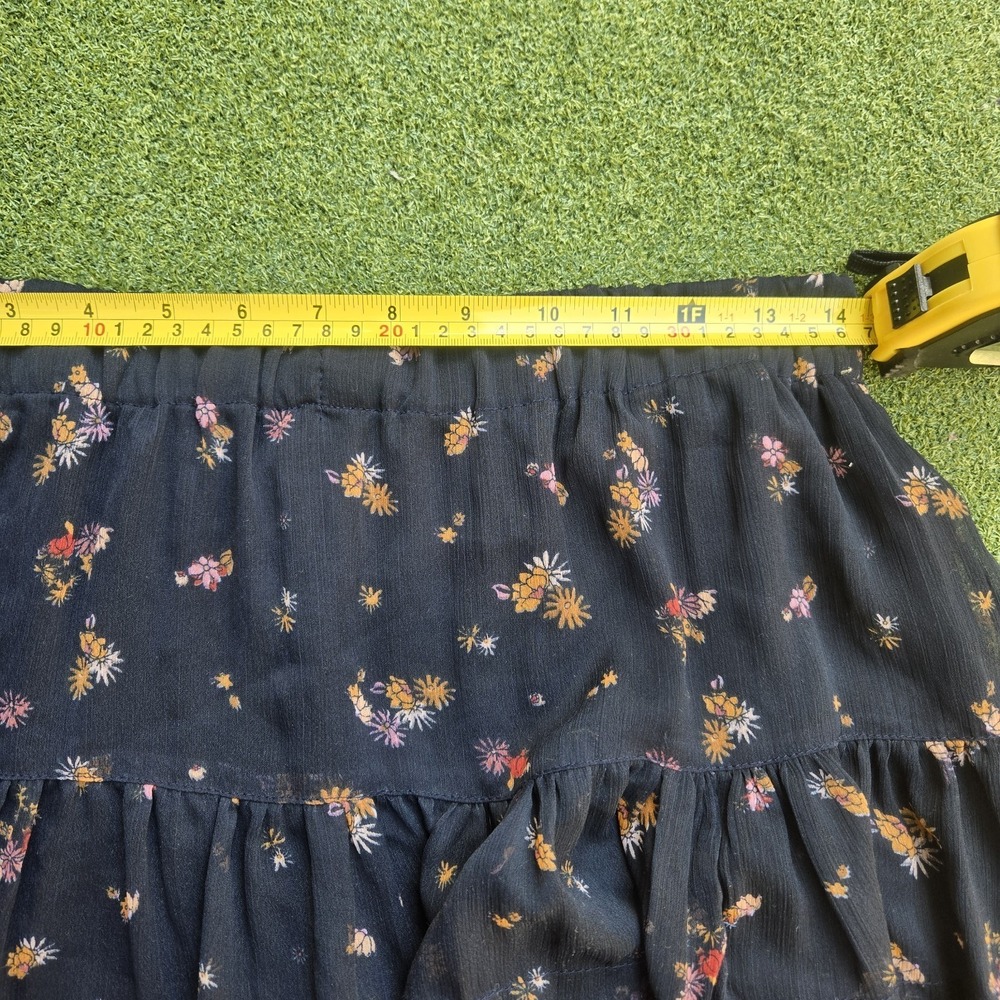 Free People Skirt Women's Medium Black Floral Print Ruffle Mini - Picture 9 of 10